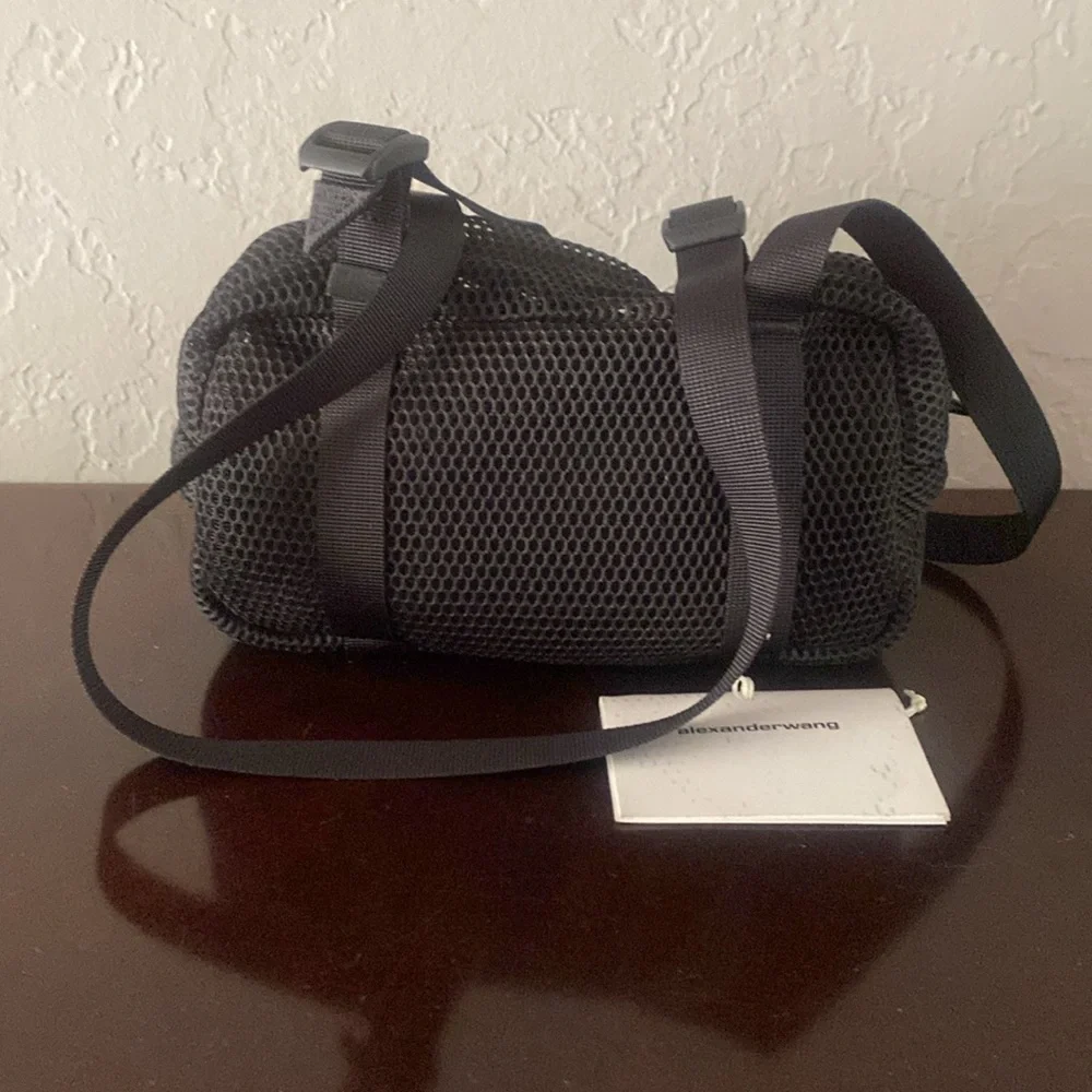 Alexander Wang Black Mesh Bag Mini Duffle Tags $350 10”x6”x4”. Handle drop 12”